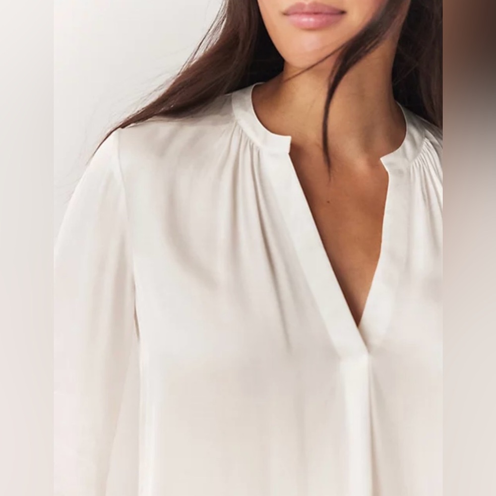 INC International long sleeve split neck cream blouse - Medium